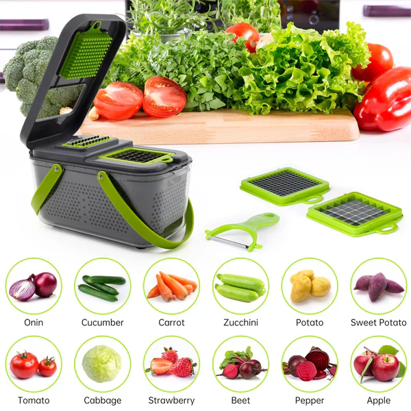 Kitchen Multifunctional Vegetable Cutter – 22 Pcs Complete Slicing & Chopping Set