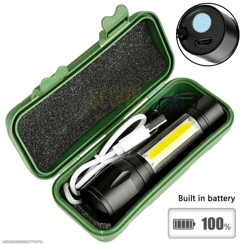 Portable LED Flashlight – Mini Rechargeable Torch with Side Light
