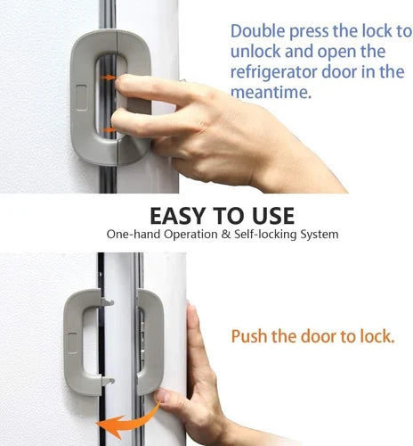 Child Safety Fridge Lock – Self-Adhesive Baby Proof Lock for Refrigerator, Cabinets & Drawers