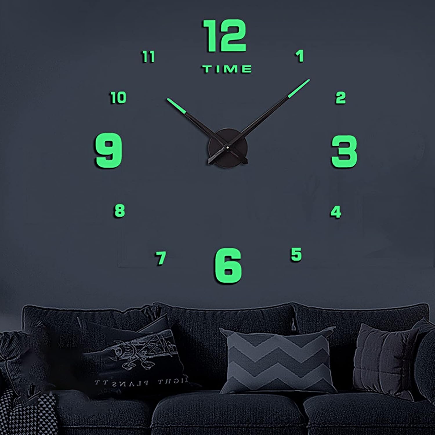 Wooden Numbers Wall Clock – Round Dial Glow-in-the-Dark Modern Decorative Clock