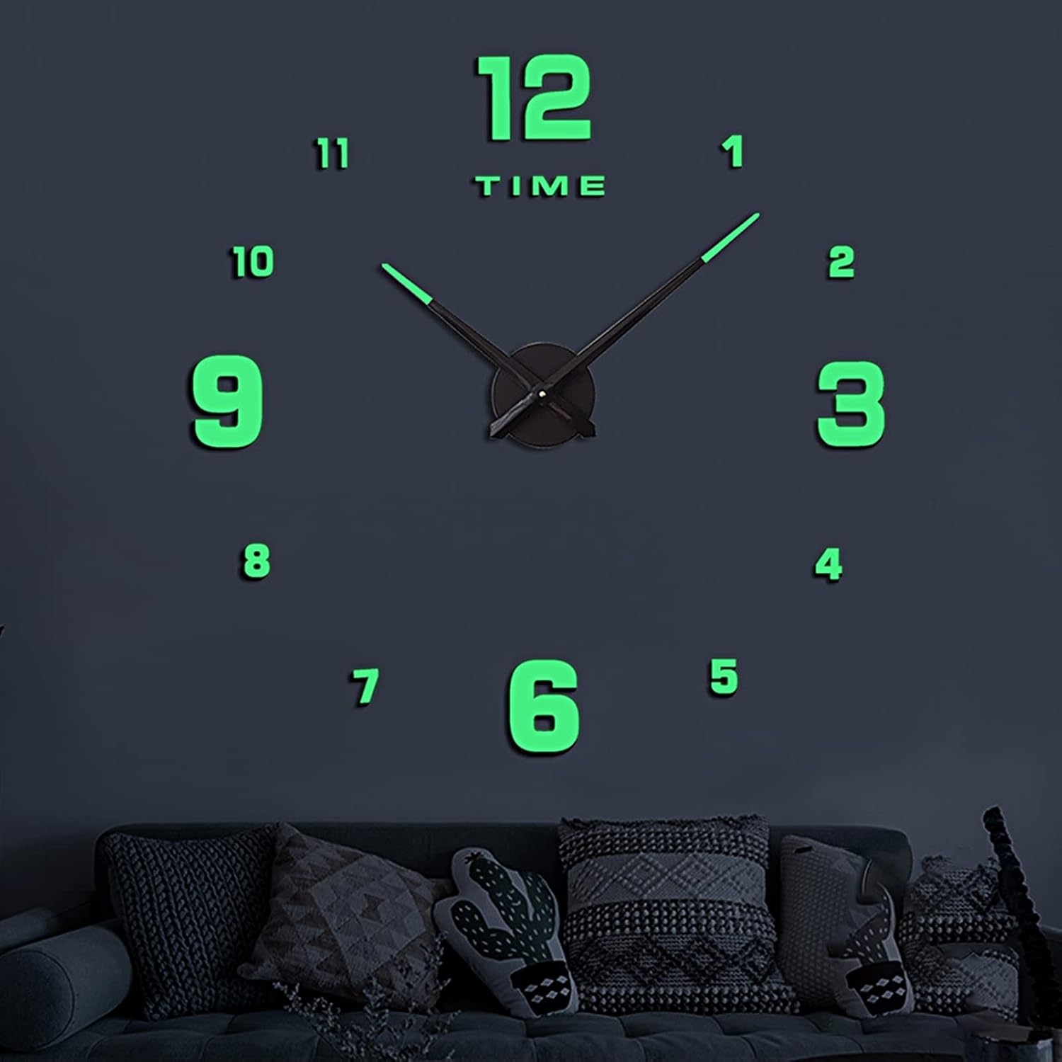 Wooden Numbers Wall Clock – Round Dial Glow-in-the-Dark Modern Decorative Clock