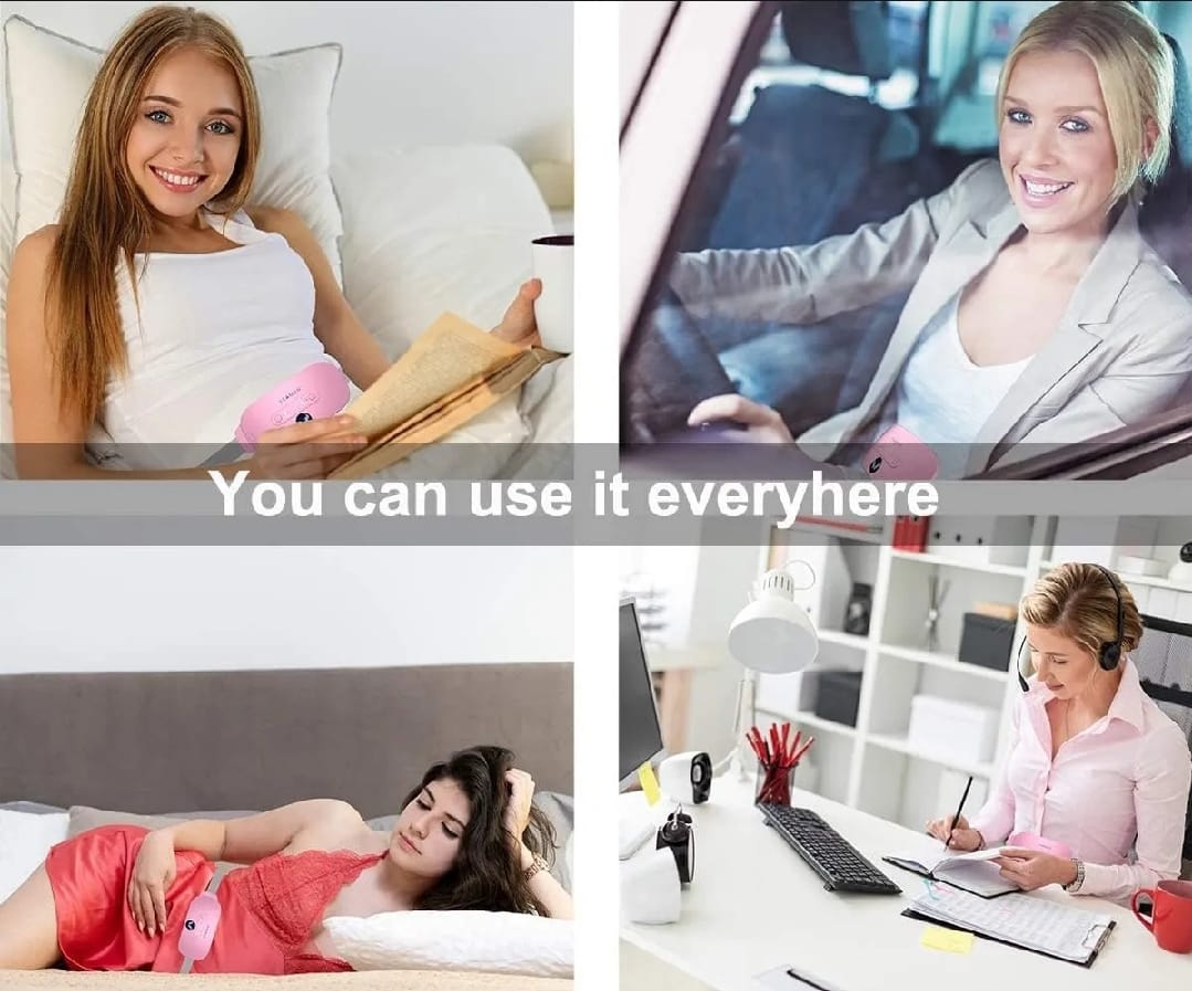 Portable Cordless Heating Pad – Electric Waist Belt with 3 Heat Levels & 3 Massage Modes