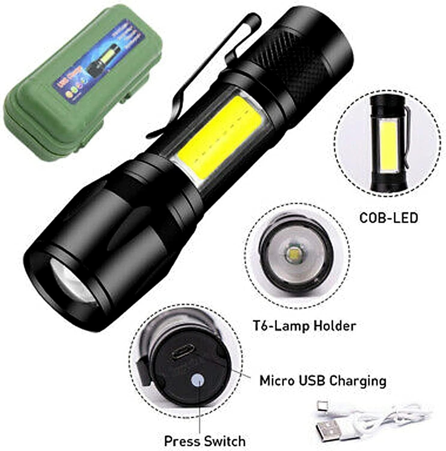 Portable LED Flashlight – Mini Rechargeable Torch with Side Light