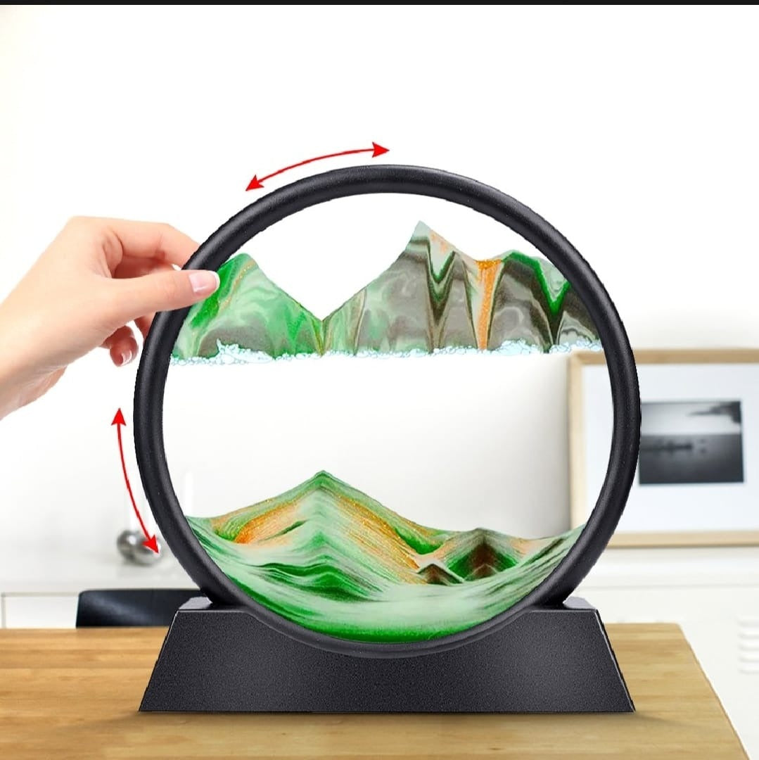 3D Moving Sand Mountain Lamp with Stand – Sandscape Painting & Dynamic Sand Art