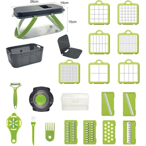 Kitchen Multifunctional Vegetable Cutter – 22 Pcs Complete Slicing & Chopping Set