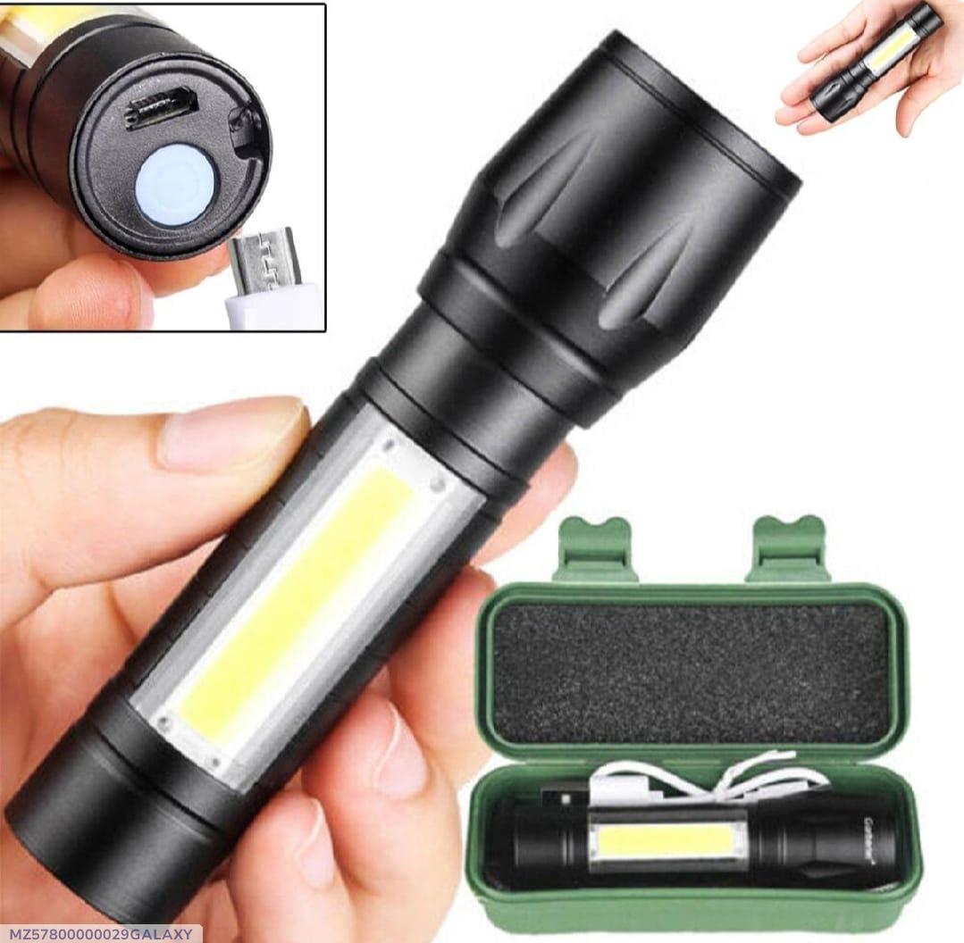 Portable LED Flashlight – Mini Rechargeable Torch with Side Light