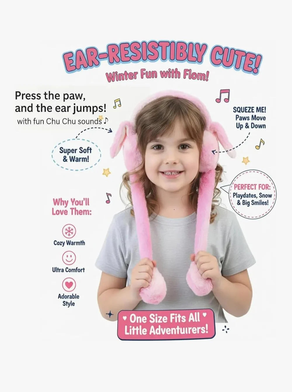 Dancing Earmuffs with Sound Effect & Movable Ears – Cute Interactive Headwear
